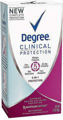 Degree Clinical Protection 5-in-1 antiperspirant bottle delivers long-lasting protection against sweat and odor.