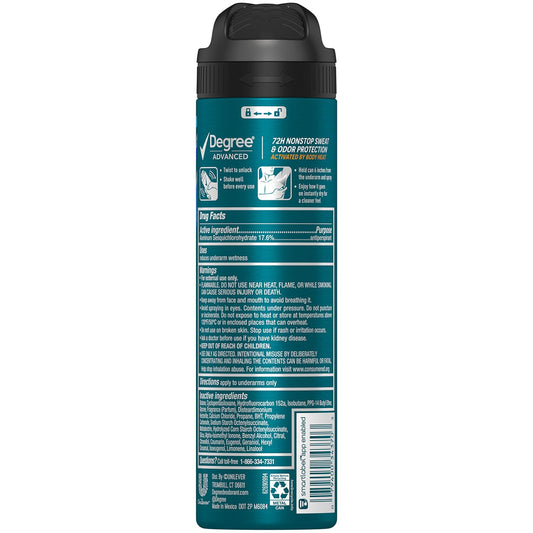 Degree Cool Rush 4-pack side view highlighting travel-friendly packaging.