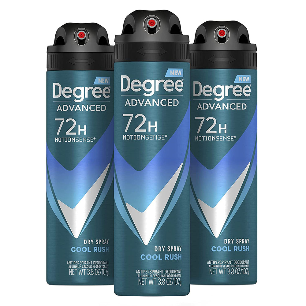 Degree Men Cool Rush dry spray can for instant dryness during workouts and daily activities