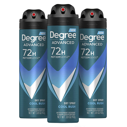 Degree Men Cool Rush dry spray can for instant dryness during workouts and daily activities