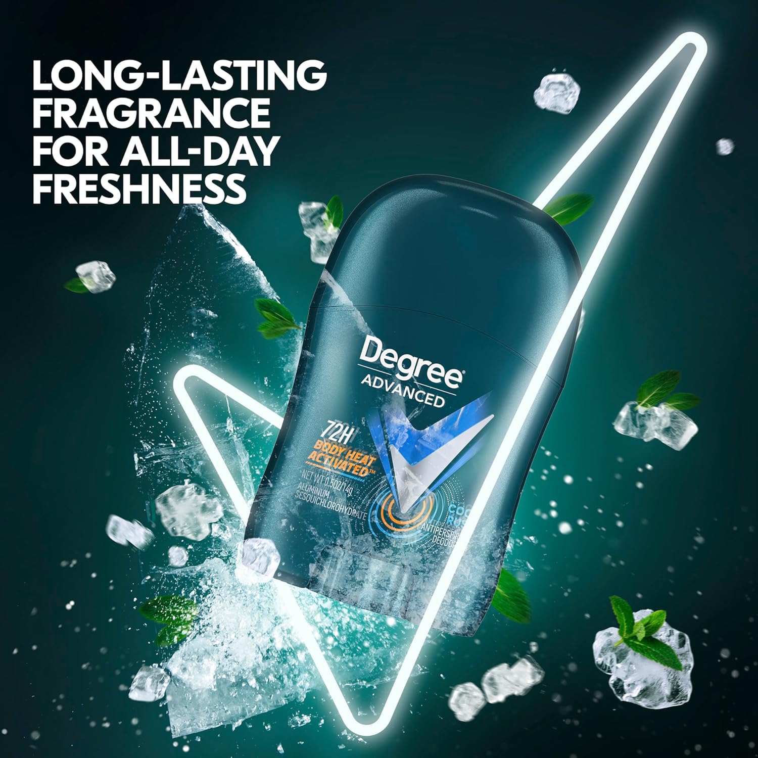 Degree MotionSense technology activates freshness with body heat and movement.