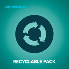 Degree recyclable packaging emphasis with eco-friendly materials.