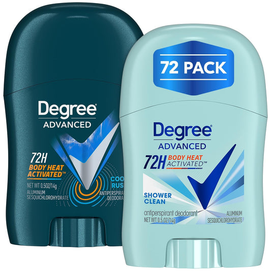 Degree Travel Deodorant Cool Rush front view shows compact on-the-go protection.