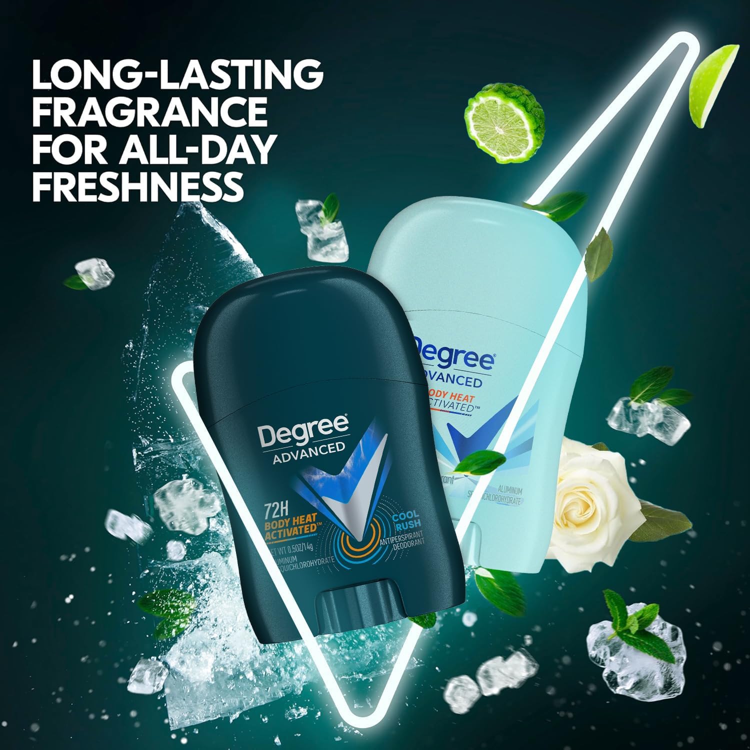 Degree travel-pack packaging emphasizes variety and on-the-go freshness.