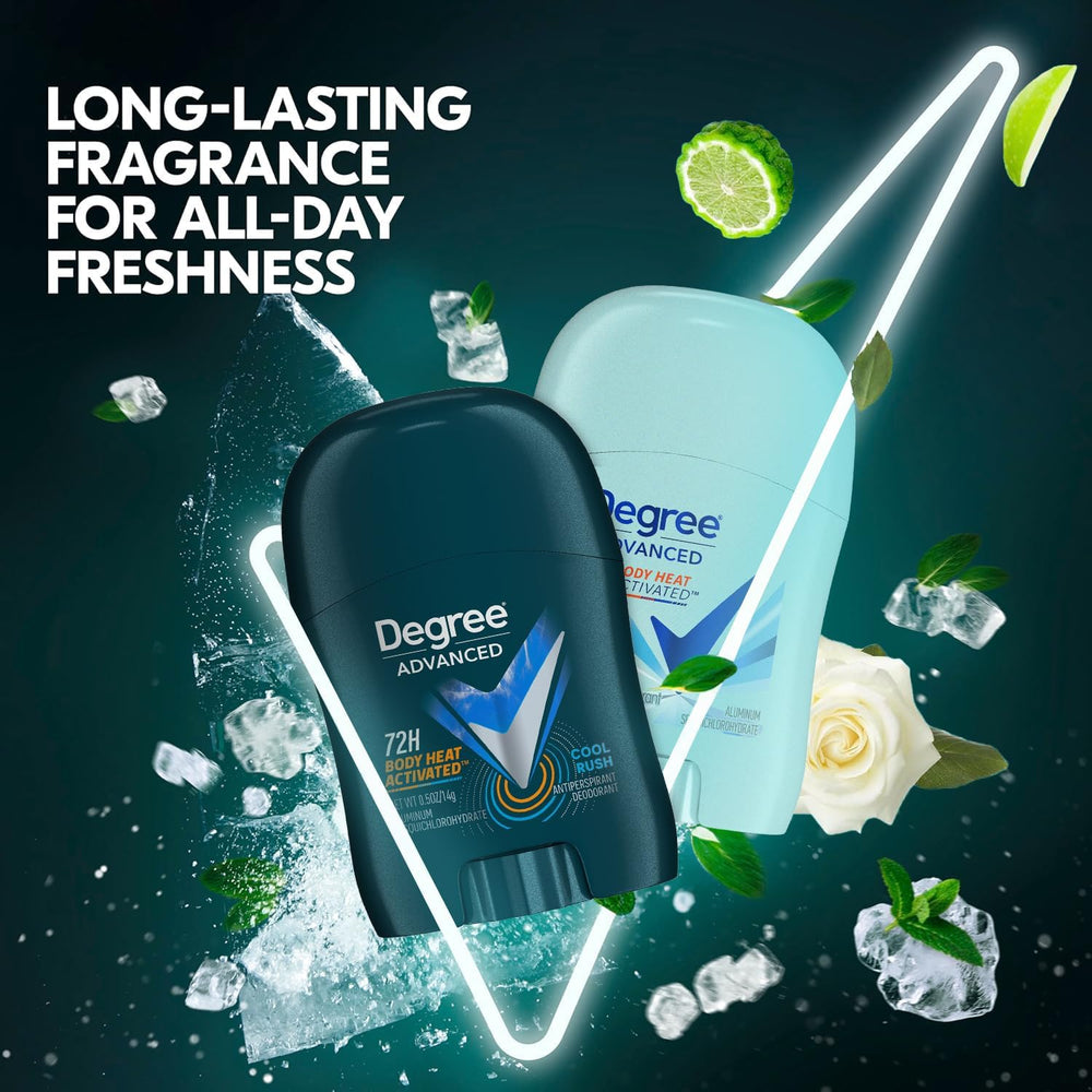 Degree travel-pack packaging emphasizes variety and on-the-go freshness.