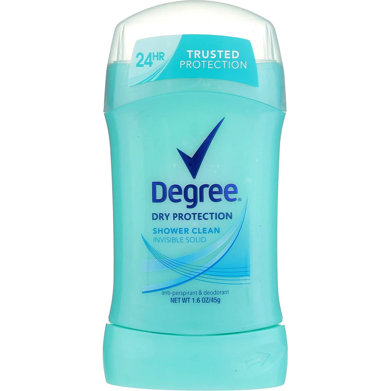 Degree Women Invisible Solid Shower Clean front view showing clear protection and all-day freshness.