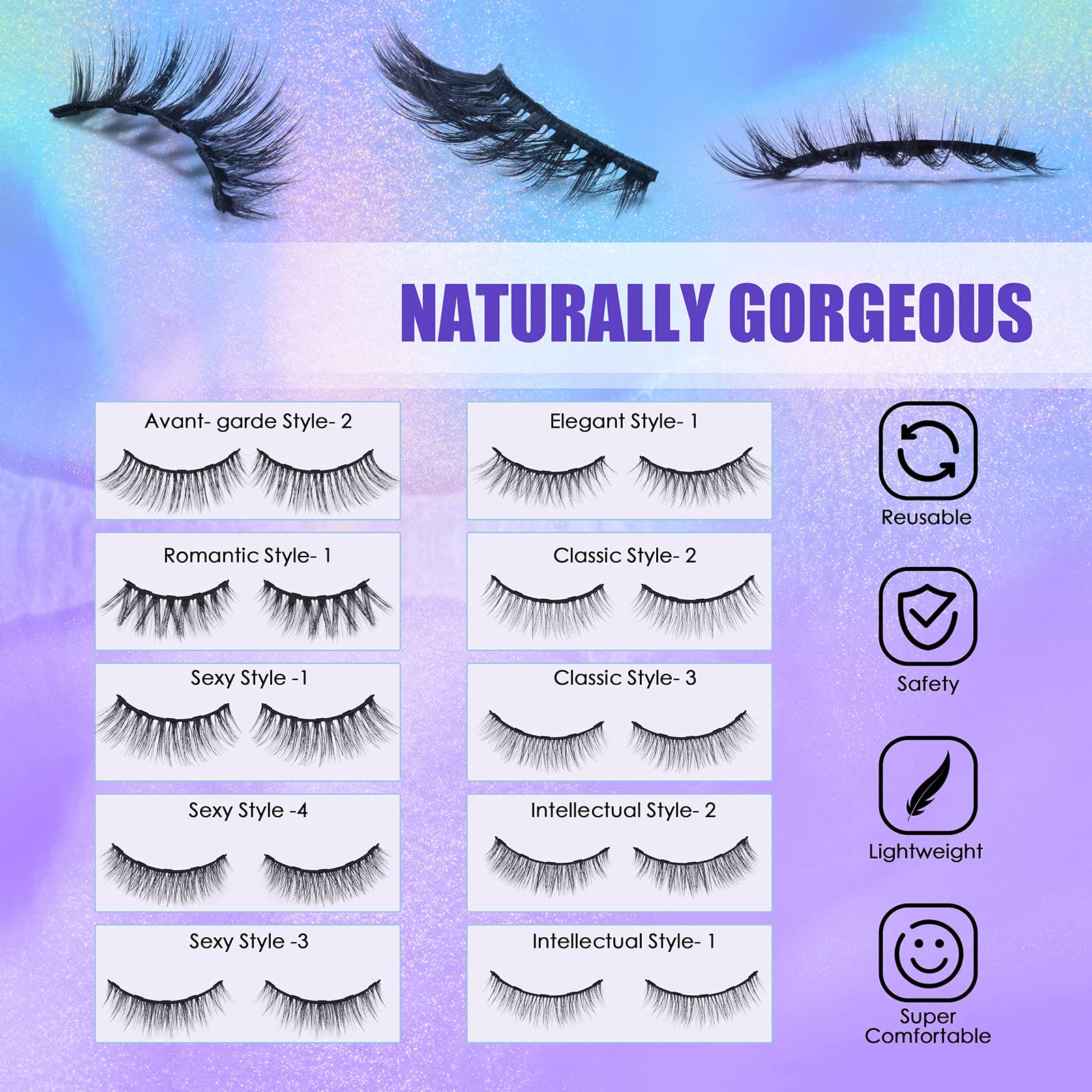 DEJAVIA lash-styles-variety ten natural looks for versatile occasions.