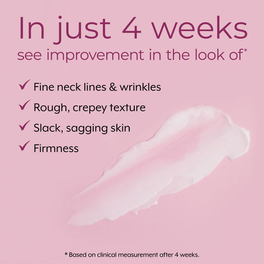 DEKLIDERM neck firming cream application demonstrates gentle nightly routine on the neck and chest.