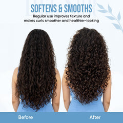 DEL SUR conditioner action detangles and softens curls without heaviness.