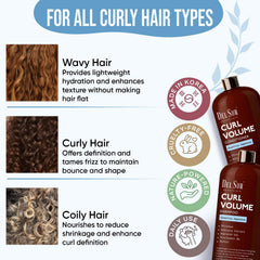 DEL SUR curly shampoo and conditioner flatlay showcasing the set for daily curl care.