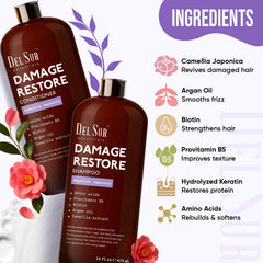 DEL SUR Hair Repair Conditioner bottle side emphasizing detangling and softness.