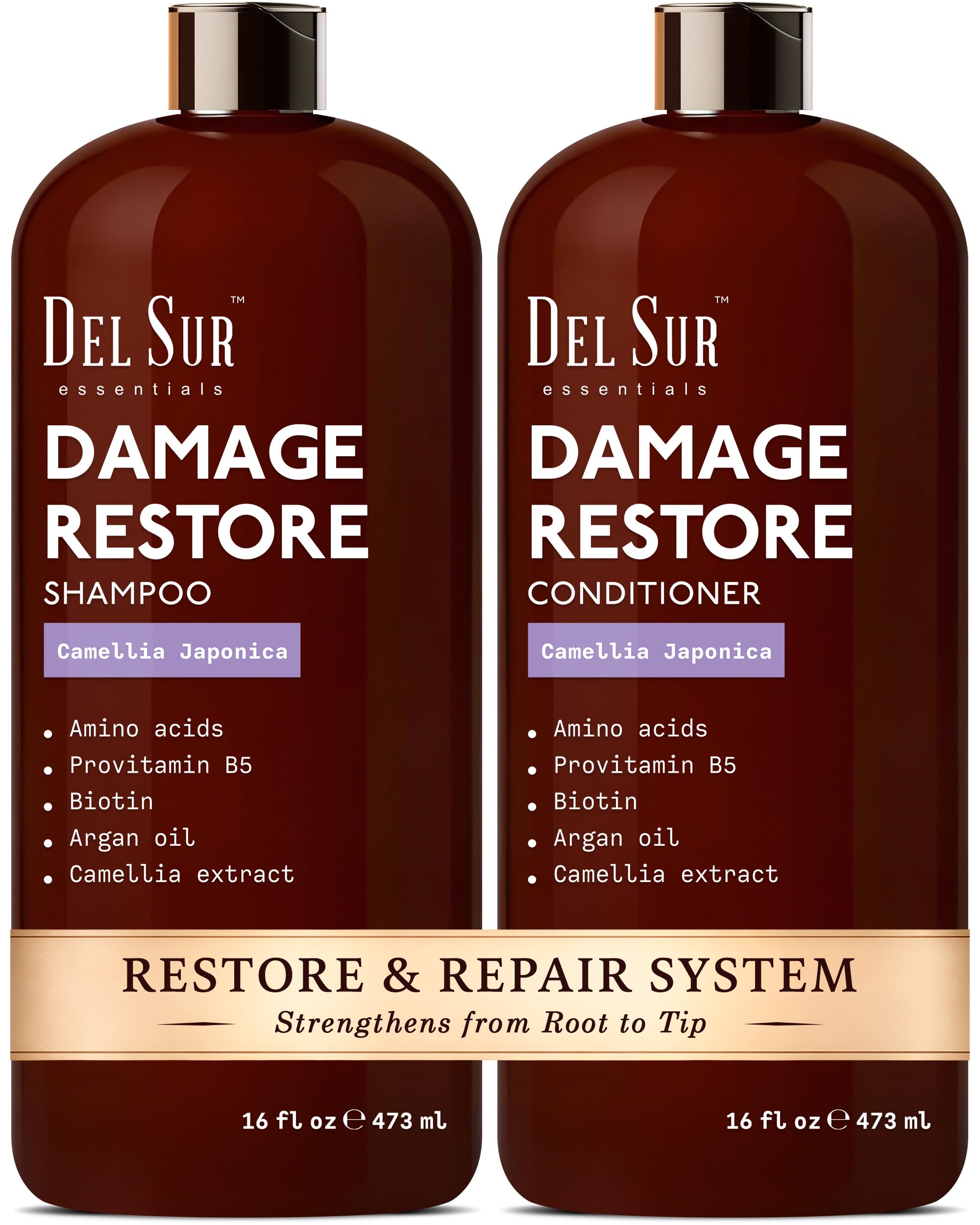 DEL SUR Hair Repair Shampoo bottle front for smoother hair.