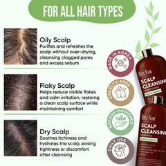 DEL SUR Salicylic acid clarifying formula closeup for buildup removal.