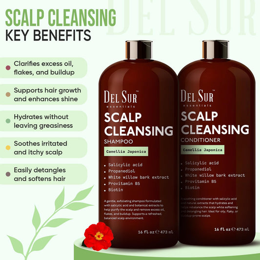 DEL SUR Scalp Cleansing Conditioner bottle emphasizing lightweight hydration for balanced scalp.
