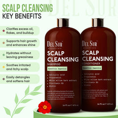 DEL SUR Scalp Cleansing Conditioner bottle emphasizing lightweight hydration for balanced scalp.