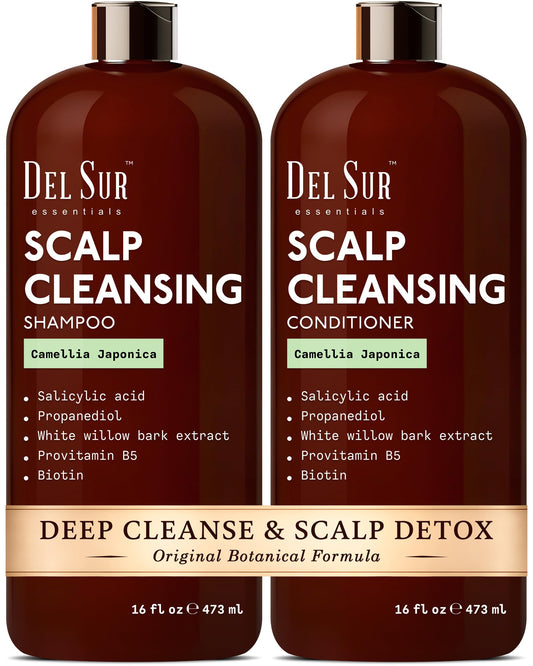 DEL SUR Scalp Cleansing Shampoo bottle highlighting oil-control formula for refreshed hair.