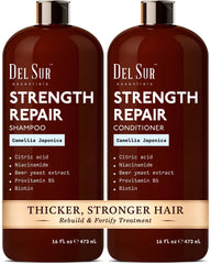 DEL SUR shampoo bottle with Camellia Japonica for smoother, softer hair