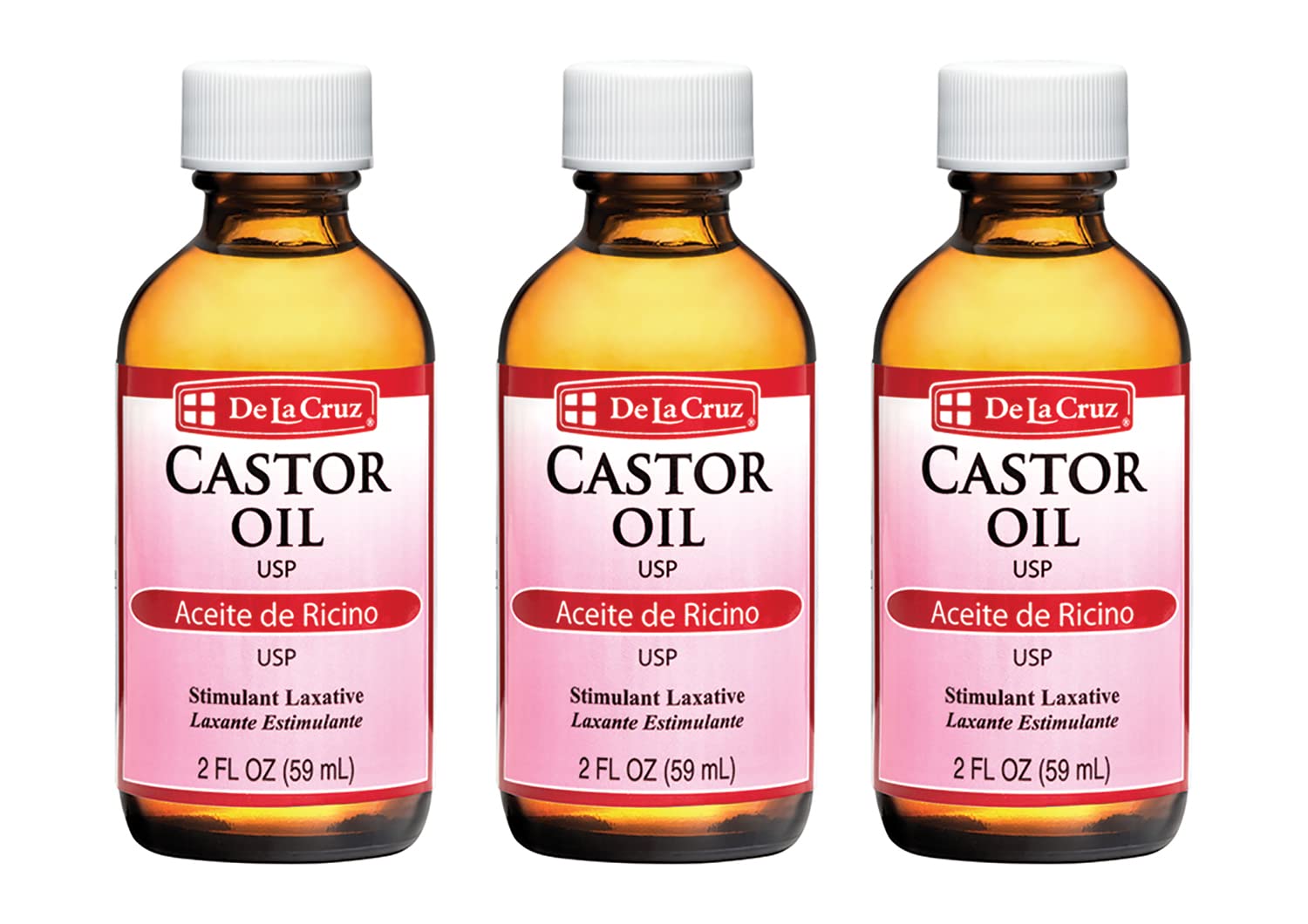 De La Cruz Castor Oil bottle front view for skin hydration.