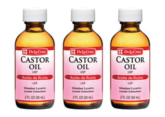 De La Cruz Castor Oil bottle front view for skin hydration.
