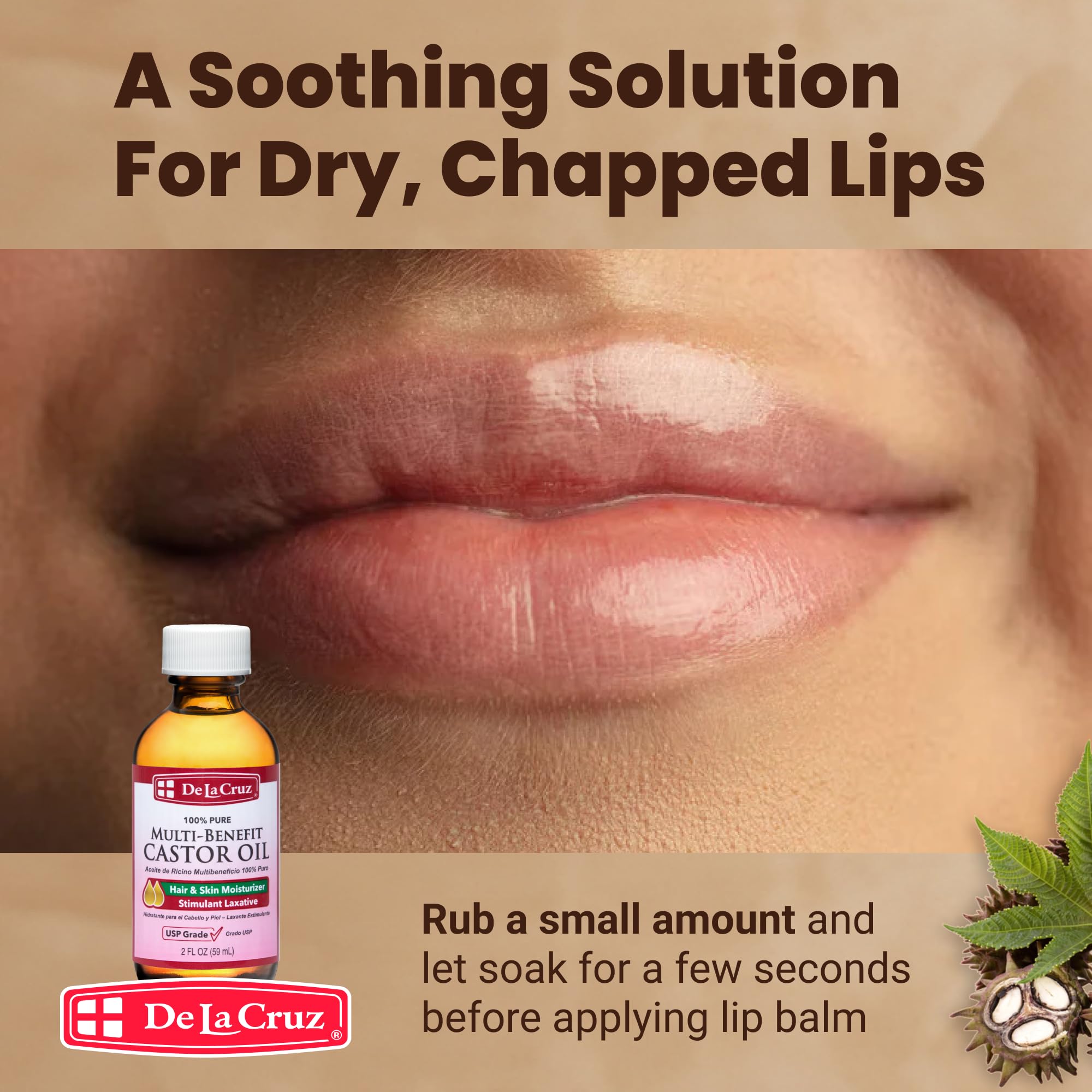 Castor oil nourishes eyelashes for natural shine.