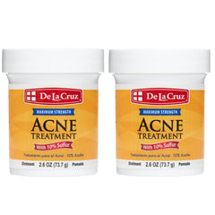 Delacruz ten percent sulfur ointment bottle for targeted spot treatment.