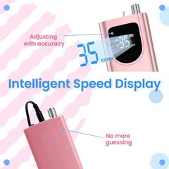Lightweight Delanie handpiece minimizes wrist strain during extended manicures.