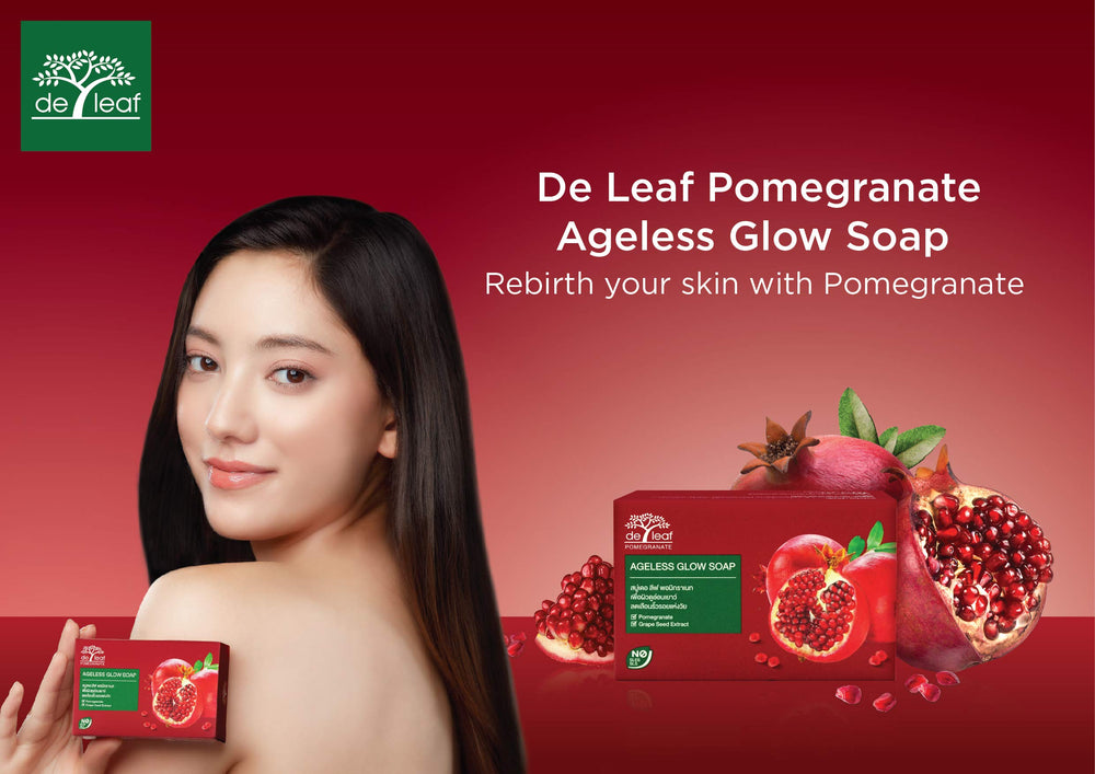 DE LEAF THANAKA Pomegranate Bar Soap vitamin E boost nourishes skin during bath.