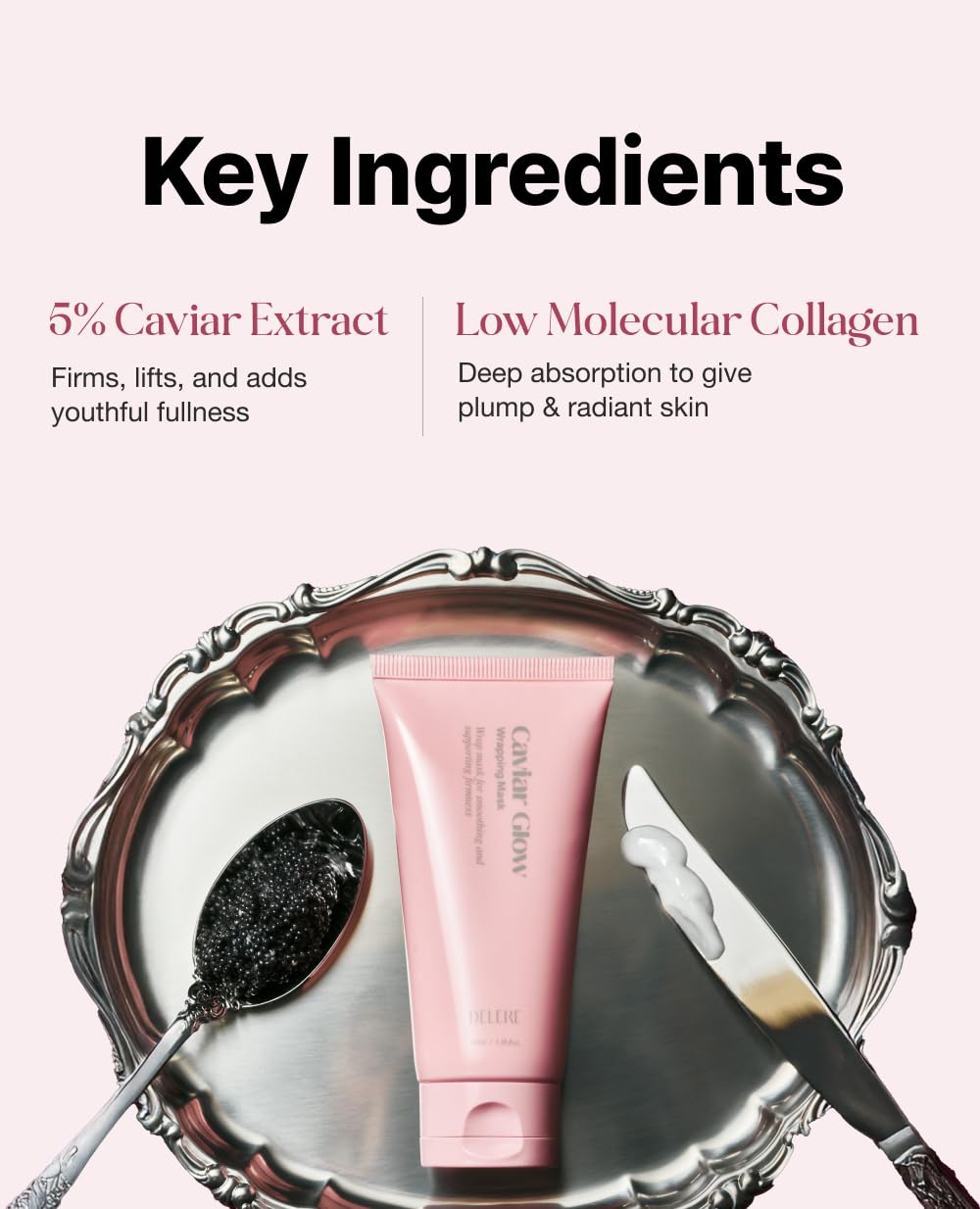 Delere Caviar Glow Mask dry peel film forms for radiant reveal.