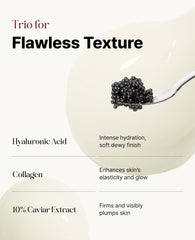 Delere Caviar Glow Serum ingredients close-up featuring caviar extract for luxury care
