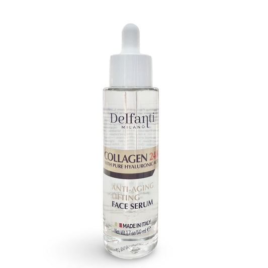 Delfanti Milano 24K gold glow detail with micro-particles suggesting radiant skin.
