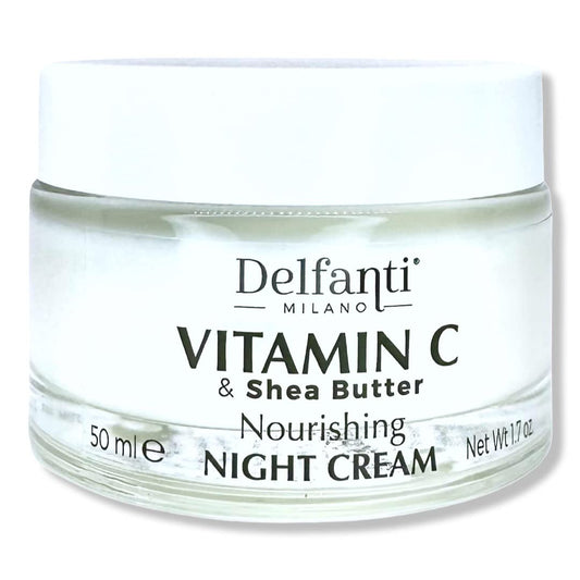 Delfanti-Milano bottle pump closeup highlights premium hydration for night care.