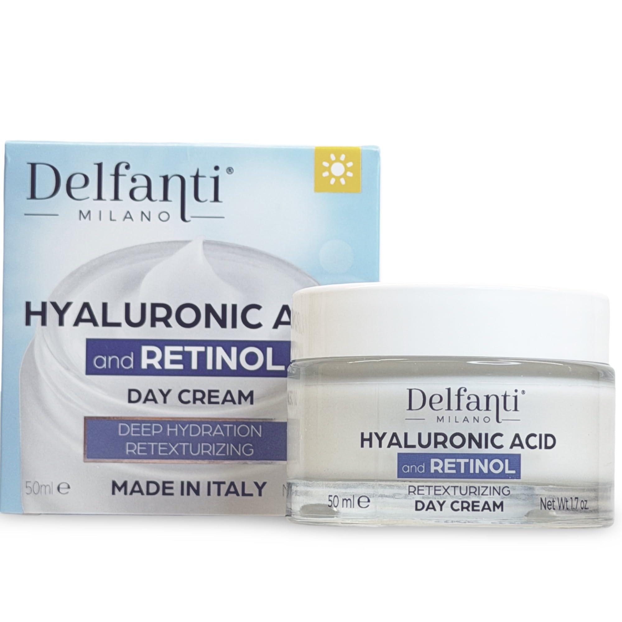 Delfanti-Milano Day Cream texture close-up showing creamy formula for rapid absorption.