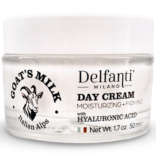 Delfanti-Milano goat's milk hyaluronic day cream for face and neck, deeply hydrating and soothing.