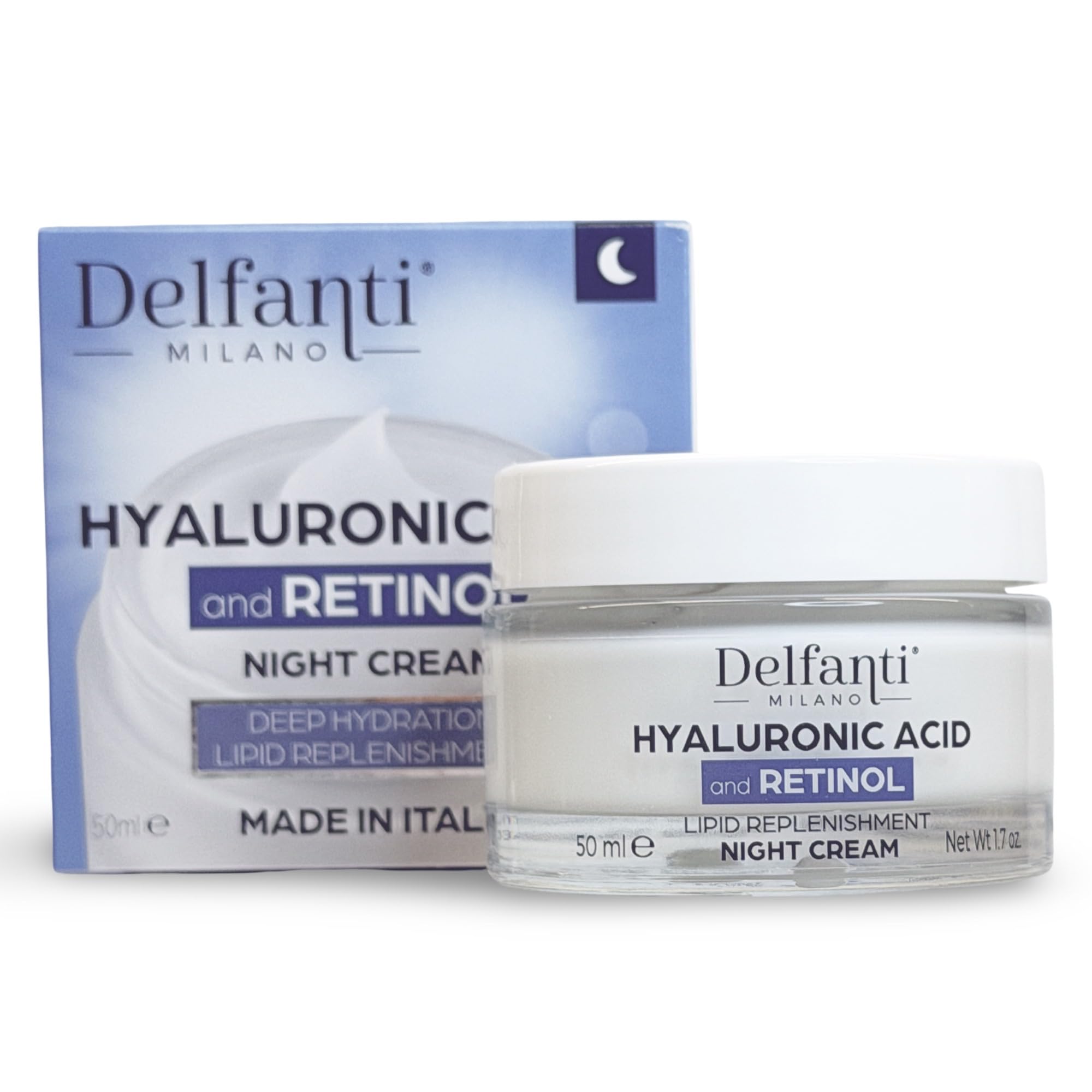 Delfanti-Milano night cream texture on skin showing smooth, non-greasy absorption for a refreshed look