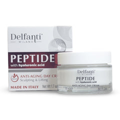 Delfanti-Milano peptide hyaluronic day cream texture close-up highlights smooth, creamy consistency