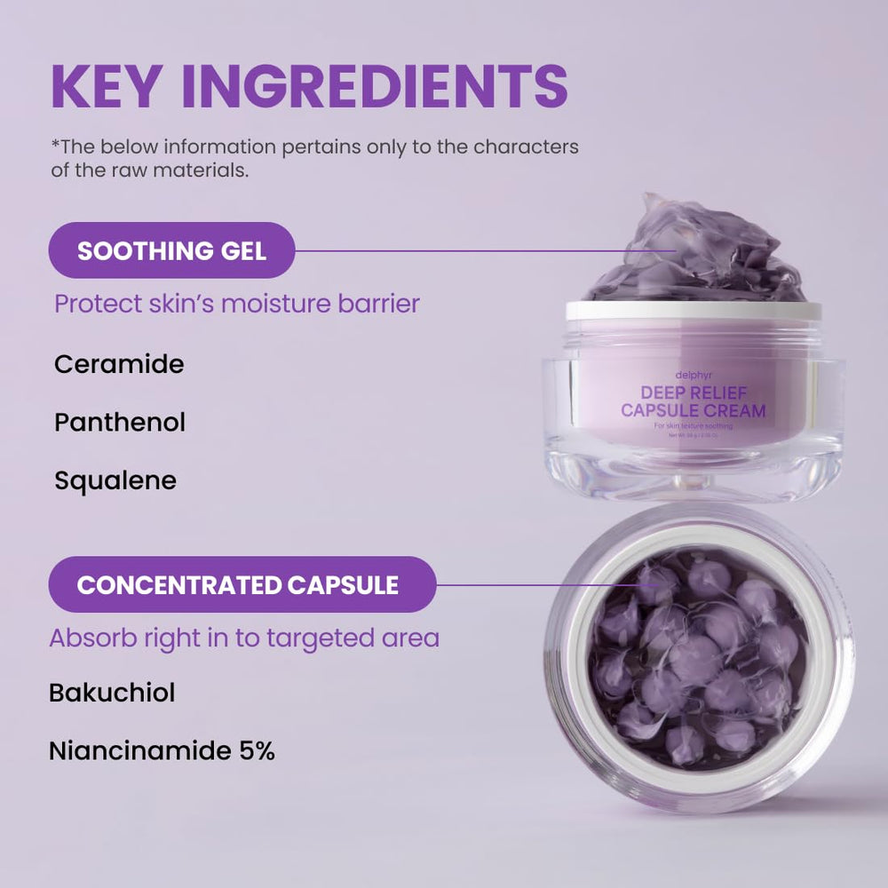 delphyr Deep Relief Capsule Cream gel texture close-up indicating lightweight hydration