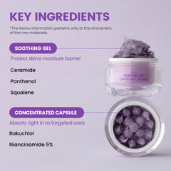 delphyr Deep Relief Capsule Cream gel texture close-up indicating lightweight hydration