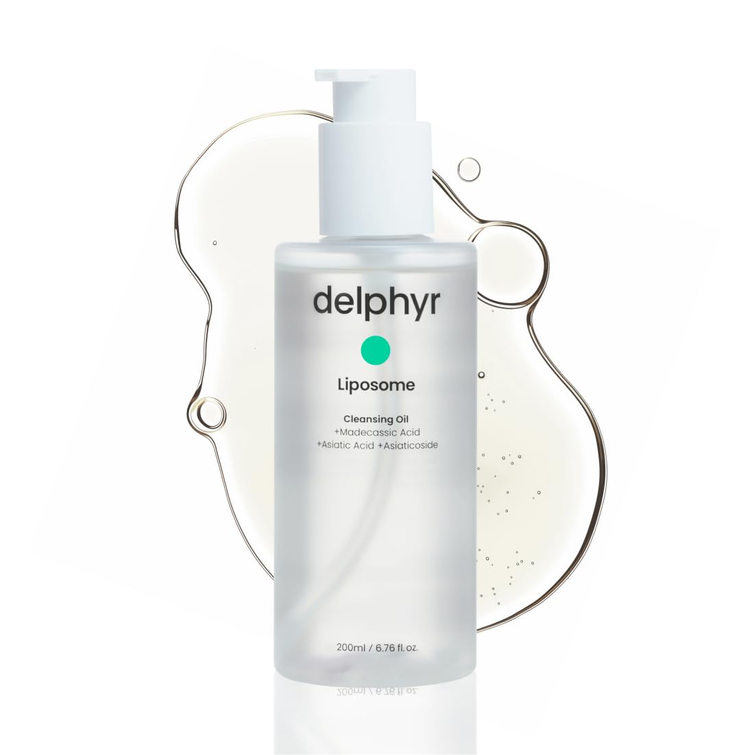 Delphyr Liposome Daily Cleansing Oil bottle showing milky emulsion for gentle makeup removal.