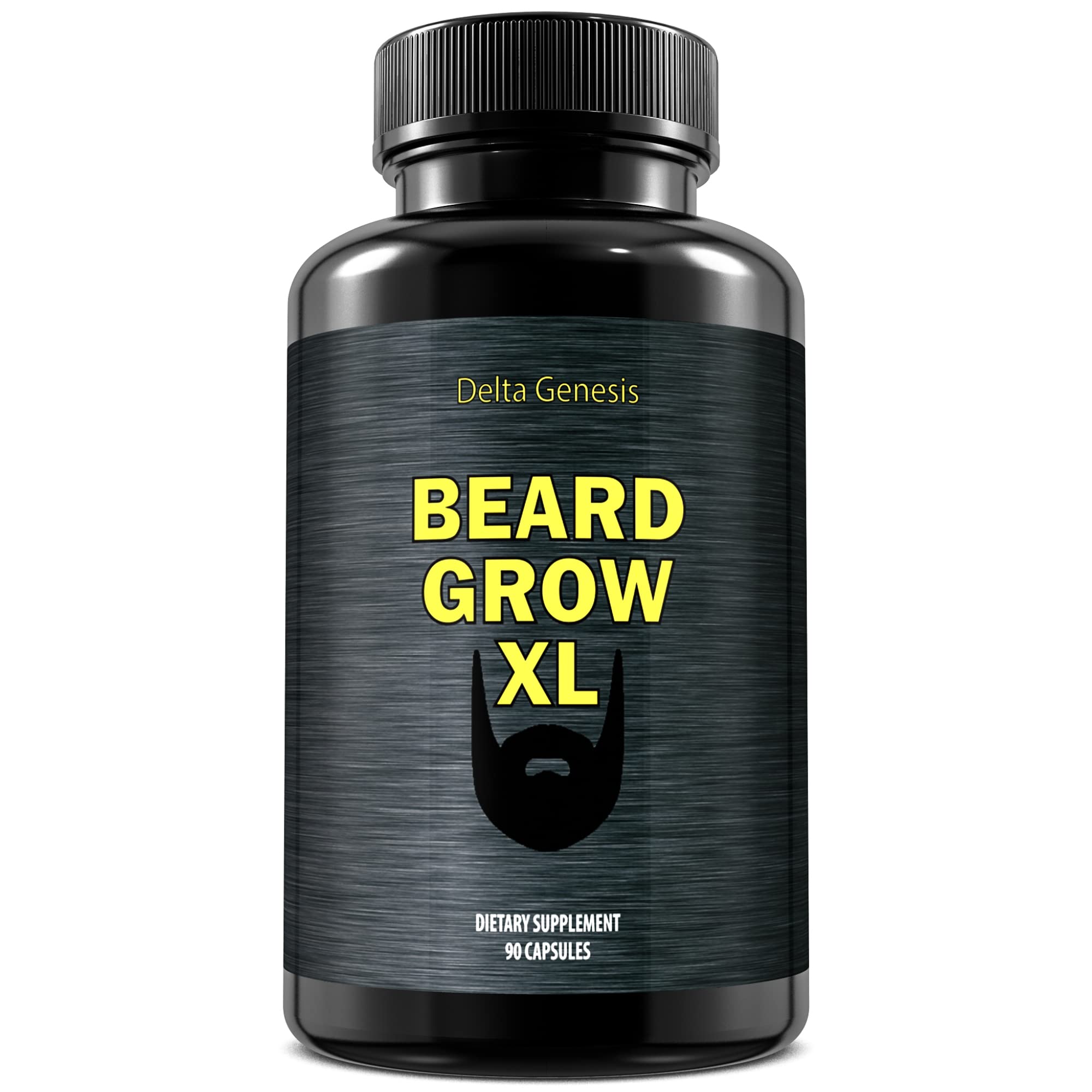Delta Genesis Beard Grow XL bottle pour showing vegan formula for daily beard support