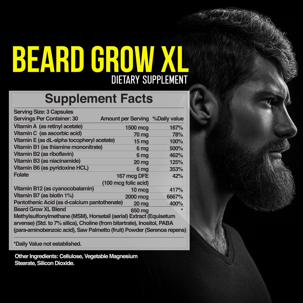 Delta Genesis Beard Grow XL capsules close-up highlighting vegan, hormone-free growth support
