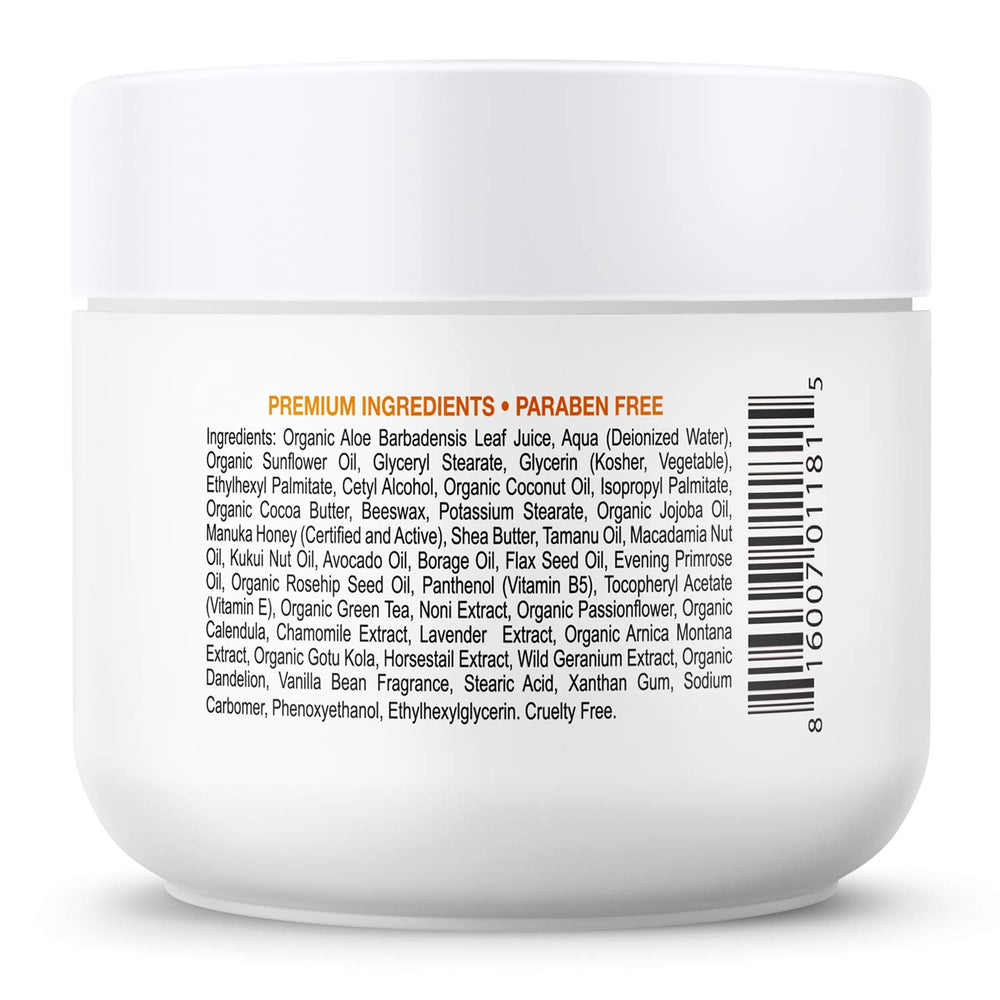 Deluvia Manuka Honey Cream label signals premium skincare for sensitive skin.