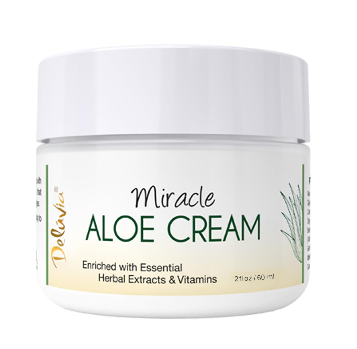 DELÚVIA Miracle Aloe Cream bottle front showing compact hydration for face and body.