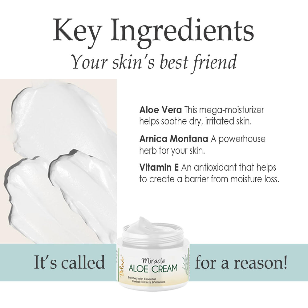 DELÚVIA Miracle Aloe Cream soothing skin application after exposure or daily use.