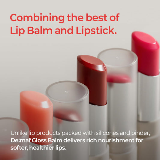 Demaf Gloss Balm close-up texture reveals silky, non-sticky gloss.