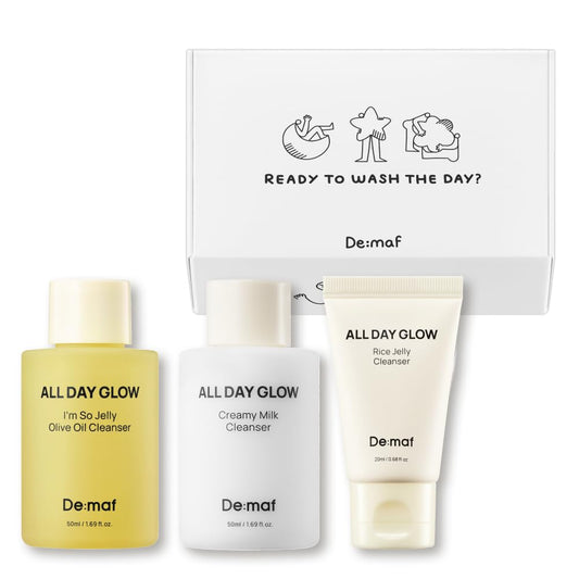 De:maf Welcome Cleansing Kit packaging with three travel sizes for gentle skincare.