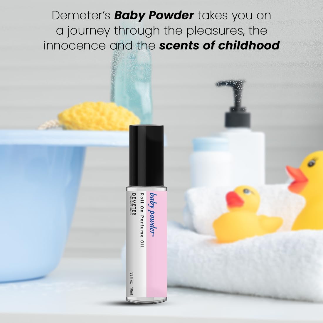 DEMETER Baby Powder Roll-On Application: smooth glide for subtle fragrance touch-ups