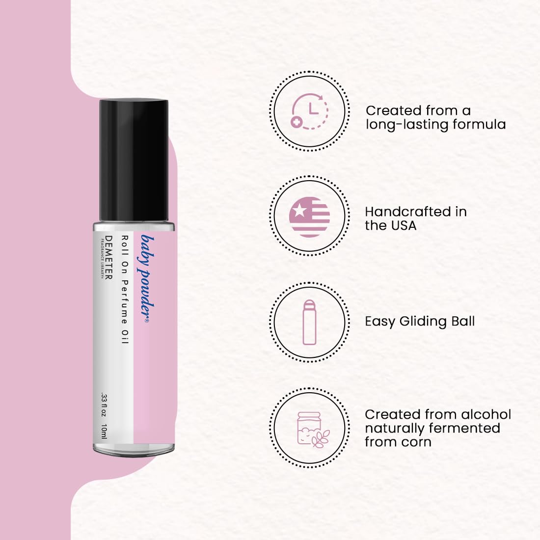 DEMETER Baby Powder Roll-On Packaging: compact, travel-friendly design
