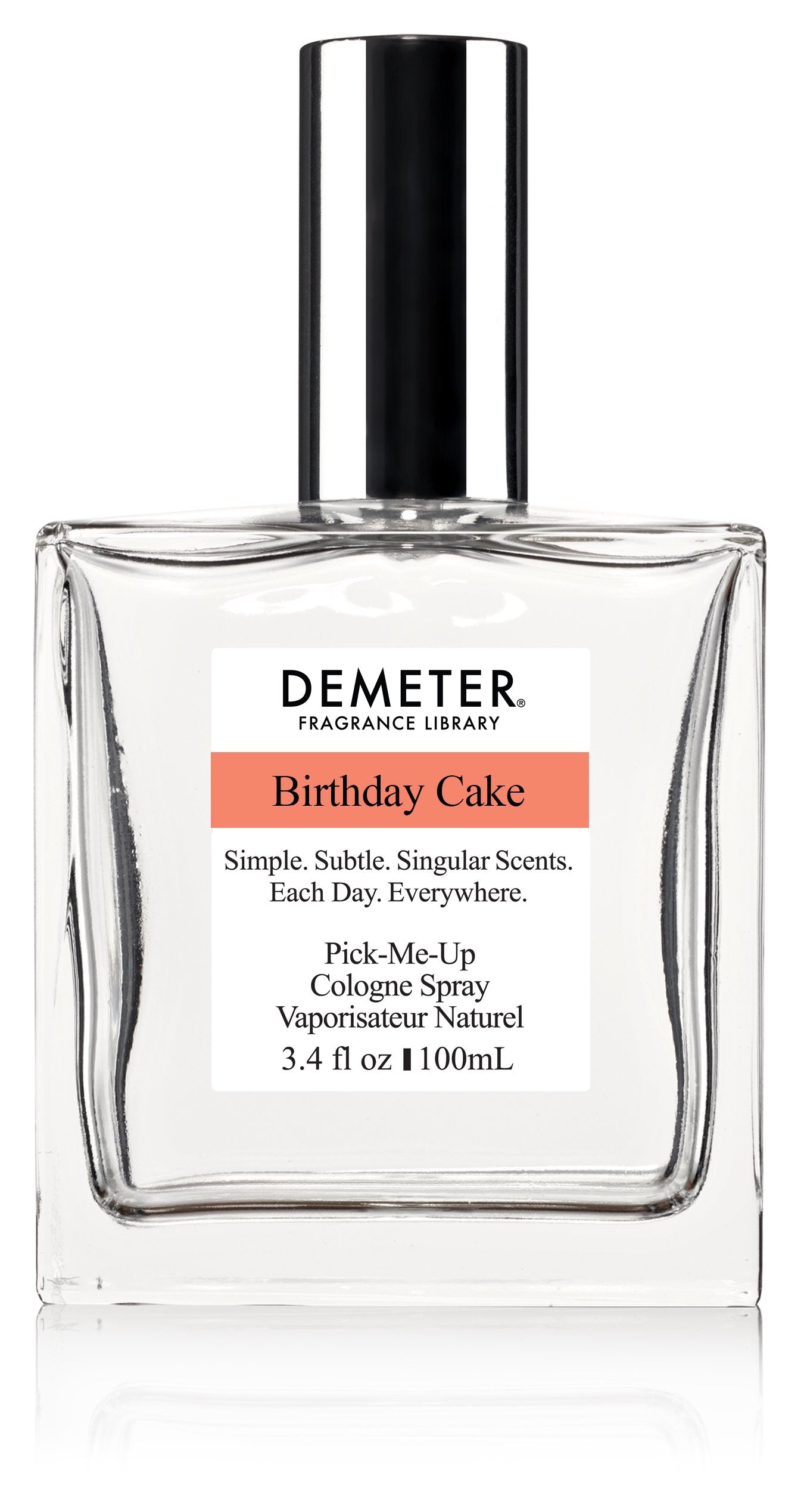 Demeter Birthday Cake cologne spray bottle, cake-inspired notes for a playful occasion.