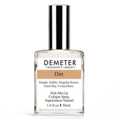 DEMETER Dirt perfume bottle front reveals a natural, field-inspired aroma