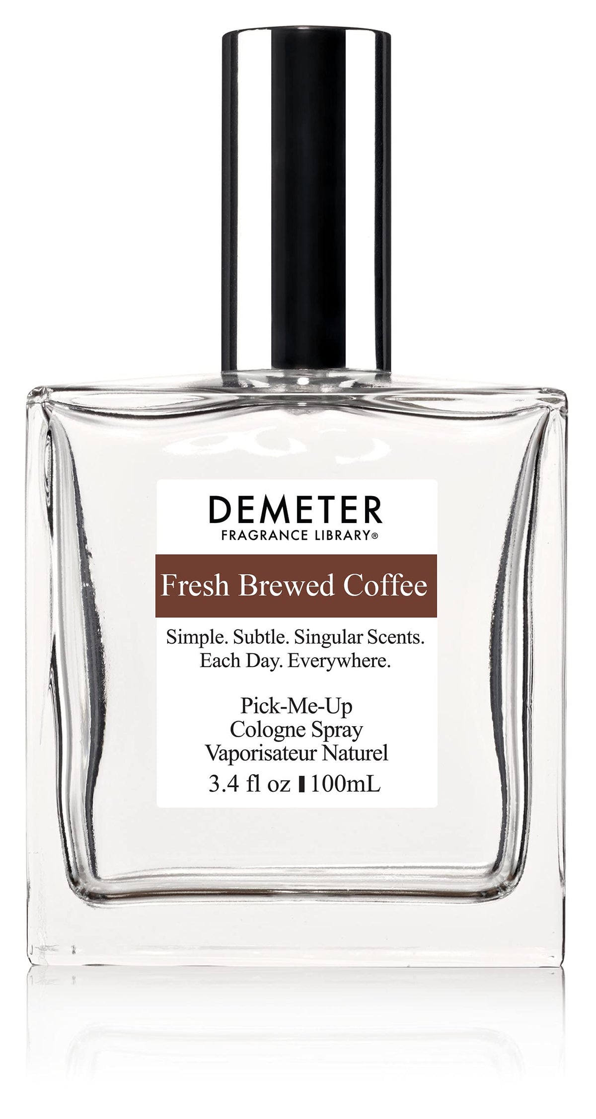 DEMETER Fresh Brewed Coffee bottle pour offers portable freshness for daily wear and on-the-go scent.